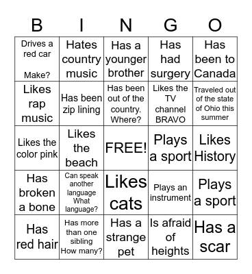American Studies Bingo  Bingo Card