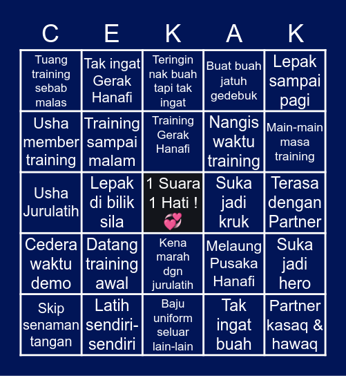 BINGO CEKAK Bingo Card