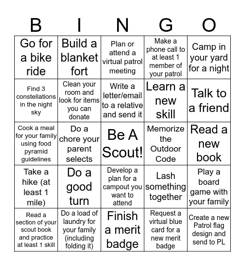 Troop 80 Bingo Card