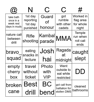 Fun@NCC Bingo Card