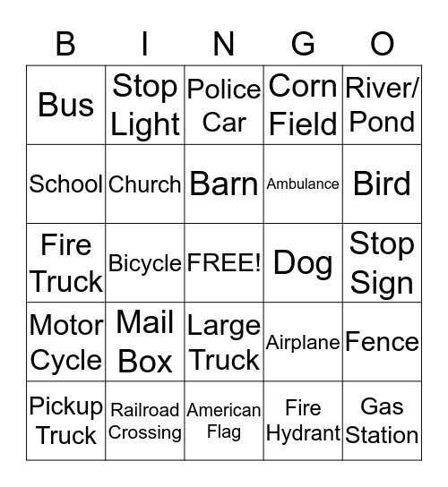 City Auto Bingo Card