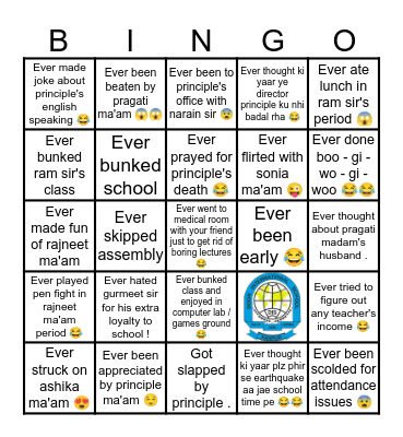 Doon International School Bingo Card
