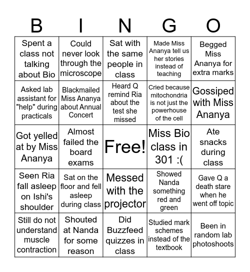 ABWA BIO BINGO Card