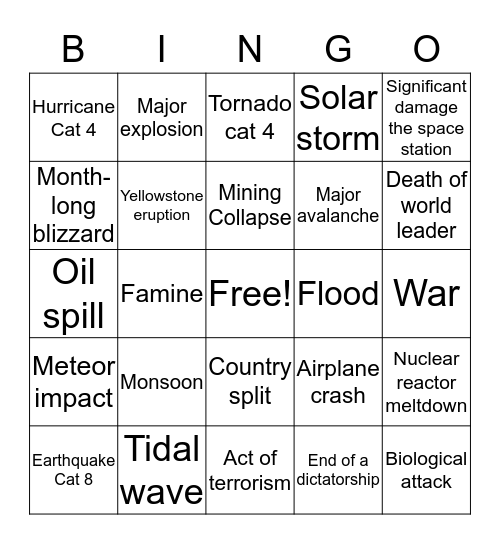 2020 bingo Card