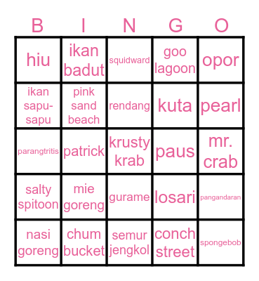 punya loonazhiwoo Bingo Card