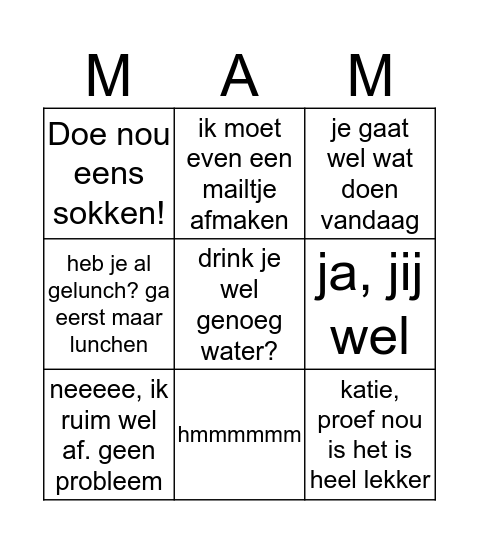 Mama Bingo Card