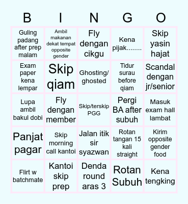 Zenith's 🤡 Bingo Card