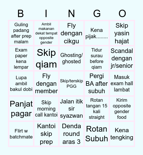 Zenith's 🤡 Bingo Card