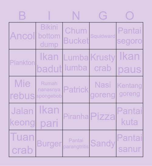 Ieeludaa's bingo! Bingo Card