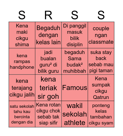 SRK SUNG SIEW Bingo Card