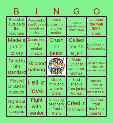 NAVODAYA RR Bingo Card