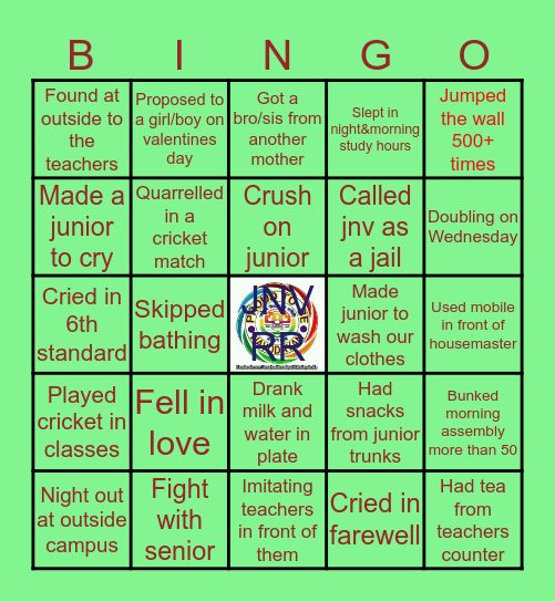 NAVODAYA RR Bingo Card