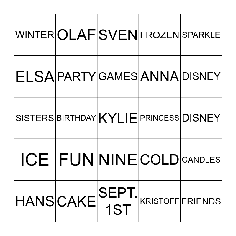 HAPPY BIRTHDAY KYLIE Bingo Card