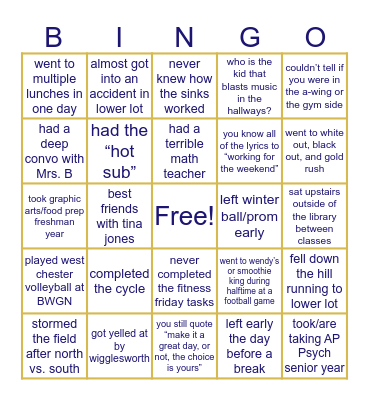 CR SOUTH BINGO Card
