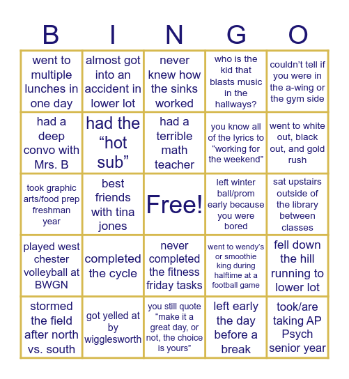 CR SOUTH BINGO Card