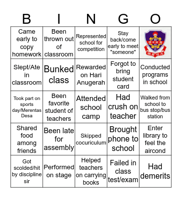 SMJK Chio Min Bingo Card