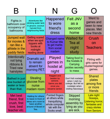 JNV Bingo Card