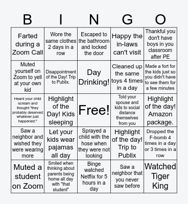 Virtual School Bingo: Teacher w. Kids Edition Bingo Card