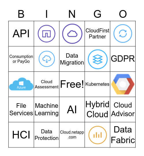 NetApp Cloud Data Services Bingo Card