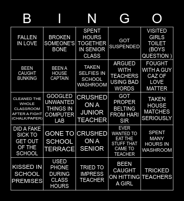 REGENCY Bingo Card