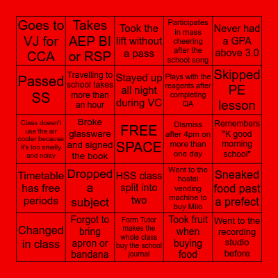 VS Bingo - Part 1. Tag your friends! Bingo Card
