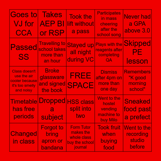 VS Bingo - Part 1. Tag your friends! Bingo Card