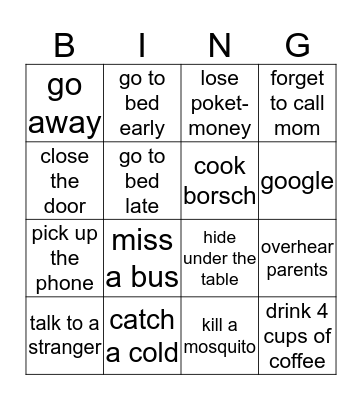 Second Conditional Bingo Card