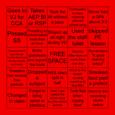 VS Bingo - Part 1 Bingo Card