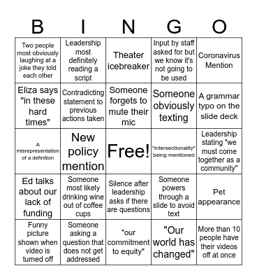Virtual All-Staff Bingo Card