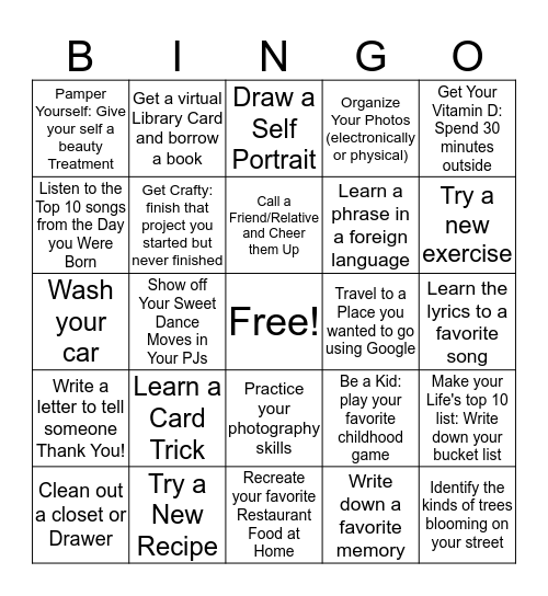 Make April Awesome! Bingo Card