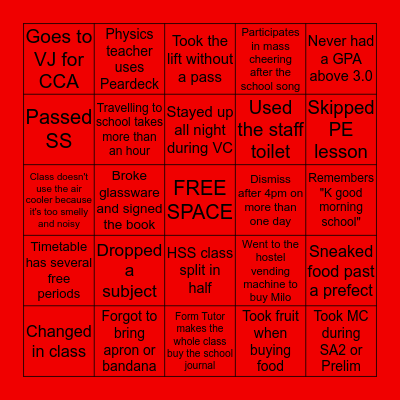 VS Bingo - Part 1 Bingo Card
