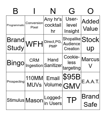 eBay Bingo! Bingo Card