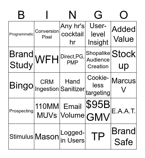 eBay Bingo! Bingo Card