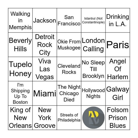 MUSICAL CITIES Bingo Card