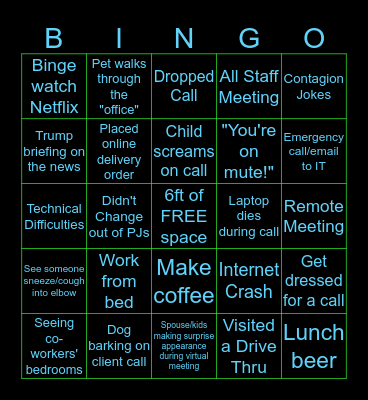 RenPSG WFH Bingo Card