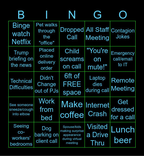 RenPSG WFH Bingo Card