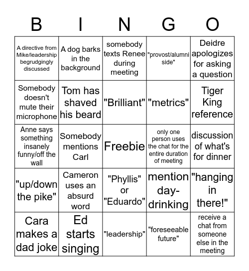 Kassabov Bingo Card