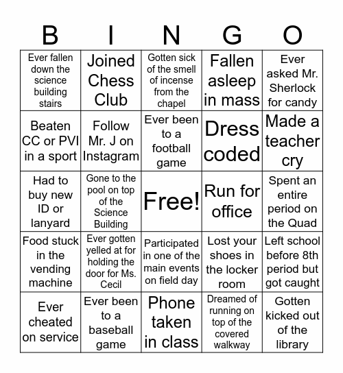 Eustace Bingo Card