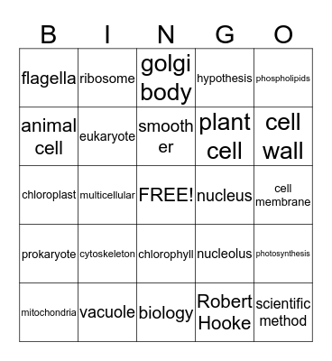 Cells and Cell Theory Bingo Card