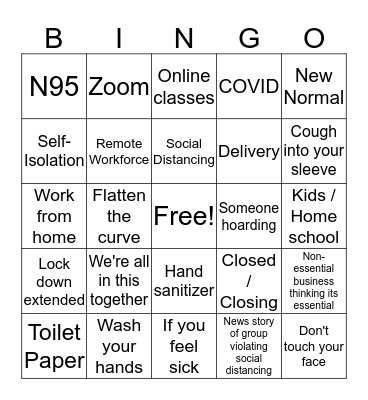 Daily COVID Bingo Card