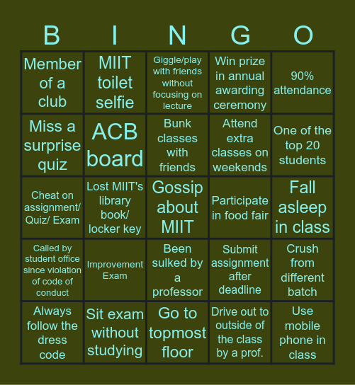 MIIT BINGO Card