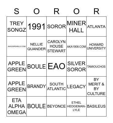 AKA BINGO Card