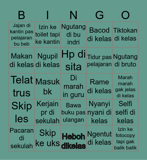 8 bhe Bingo Card