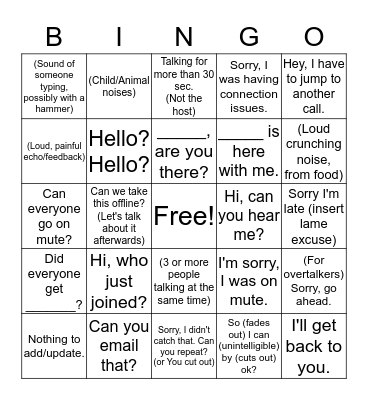 COVID Update Bingo Card