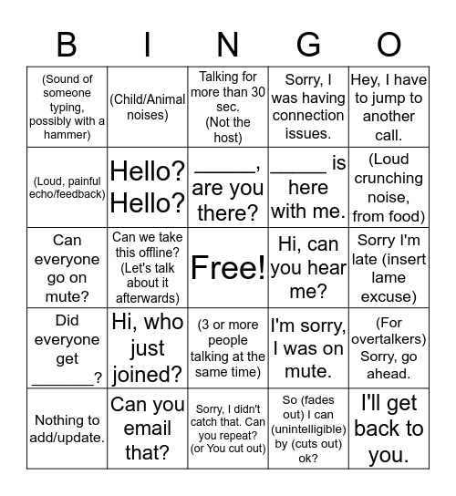 COVID Update Bingo Card