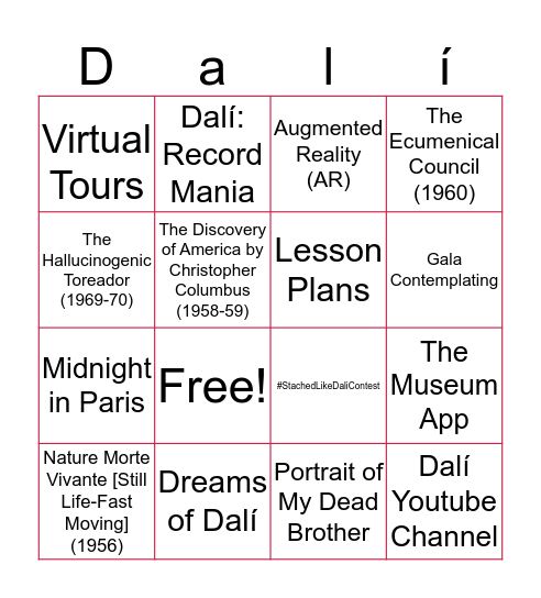 The Dalí Museum Online Bingo Card