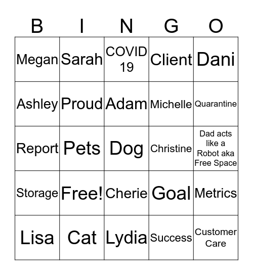 Storage Squad Bingo Card