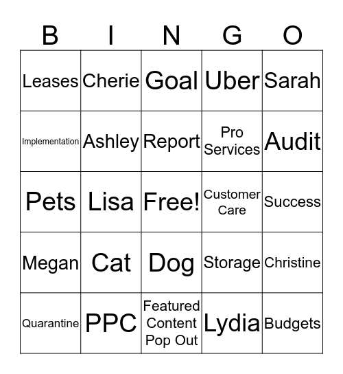 Storage Squad Bingo Card