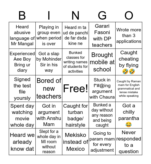 Untitled Bingo Card
