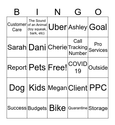 Storage Squad Bingo Card